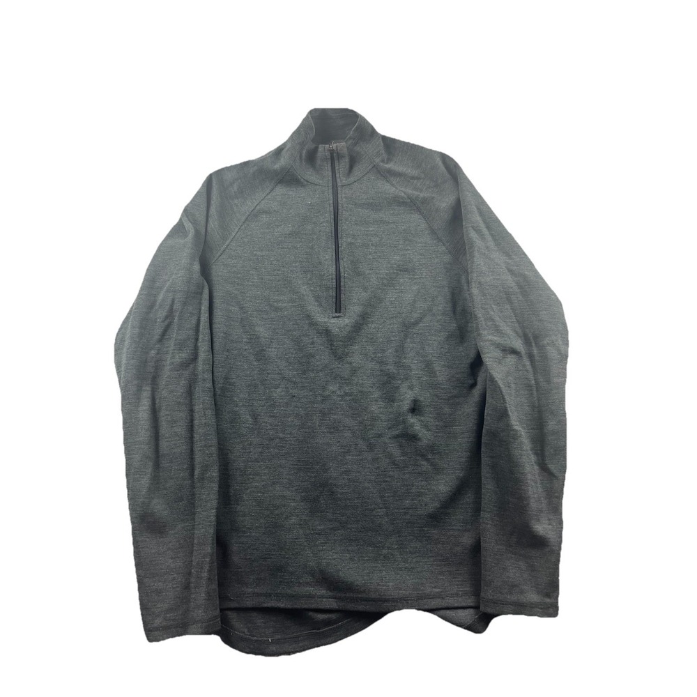 Ibex 1/4 Zip Men's Long Sleeve 100% Merino Wool Sweater Size Large Gray
